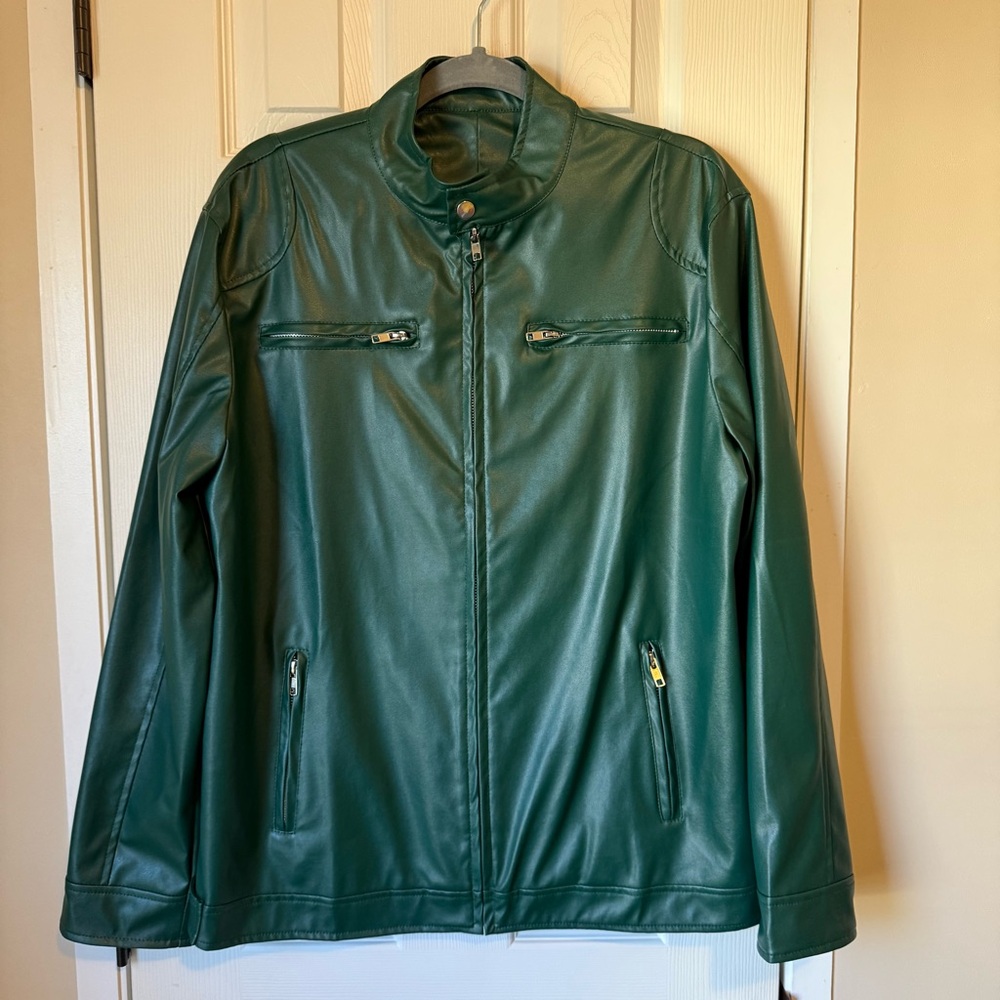 Men's Green Vegan Leather Jacket